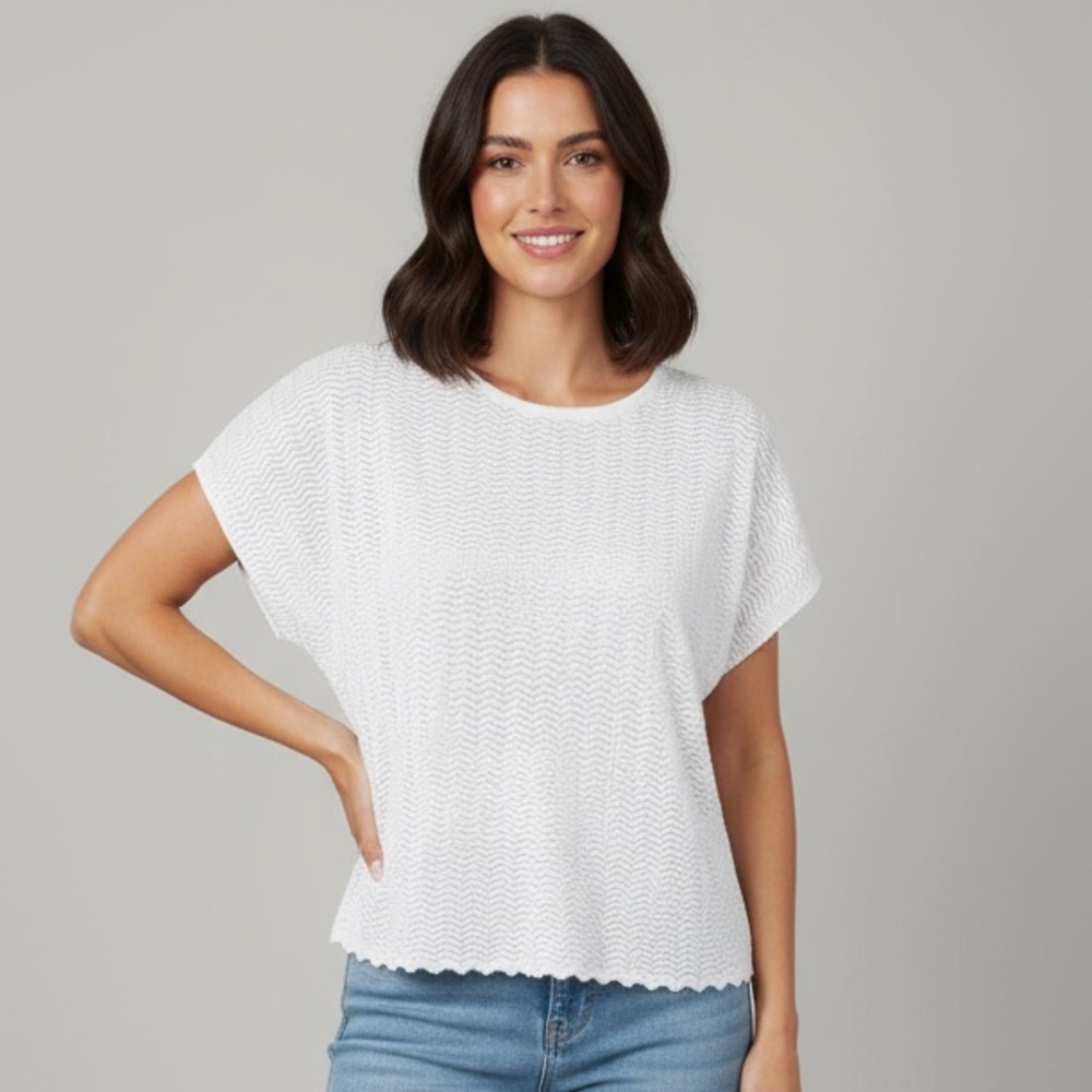 3/$25 White Textured Women's Top